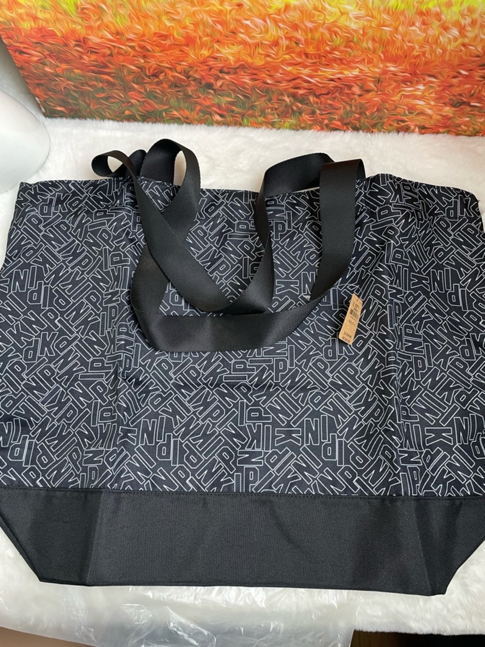 PINK Victoria's Secret Black and White Logo Tote